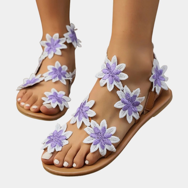 Floral Sandals for Women - Lina-Blue-2.5-The Livary