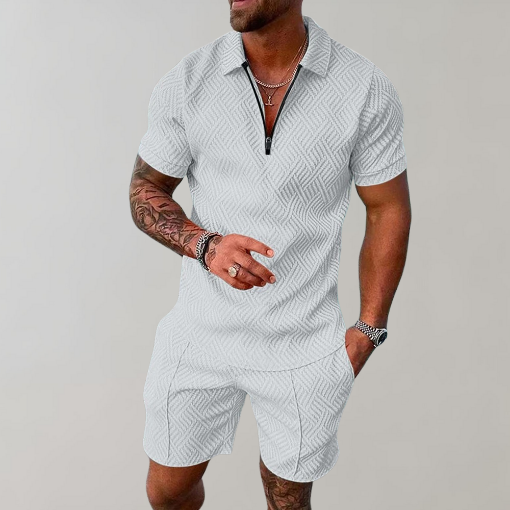 Timo - Trendy 2-Piece Set for Men-White-S-The Livary