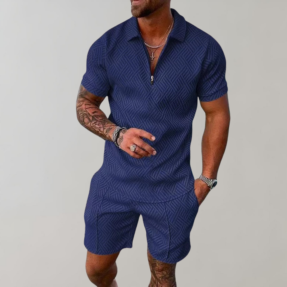 Timo - Trendy 2-Piece Set for Men-Marine blue-S-The Livary