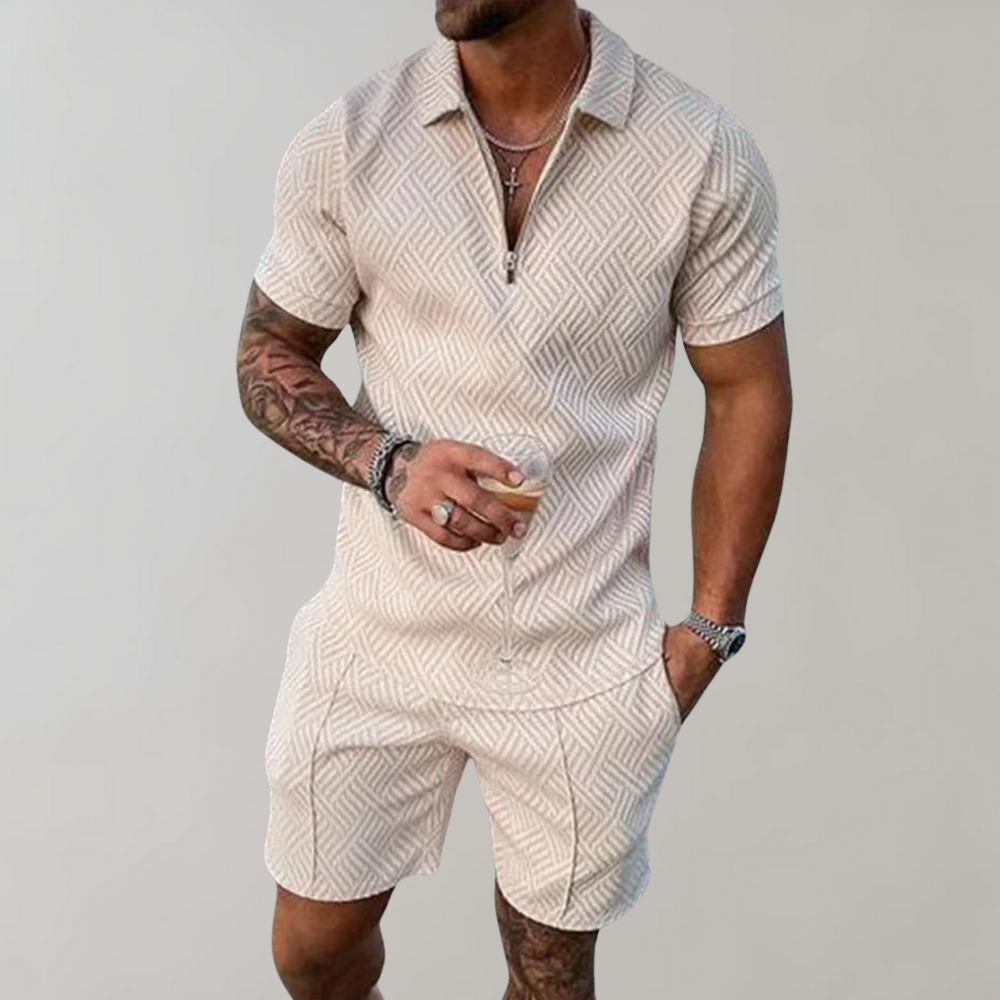 Timo - Trendy 2-Piece Set for Men-Beige-S-The Livary