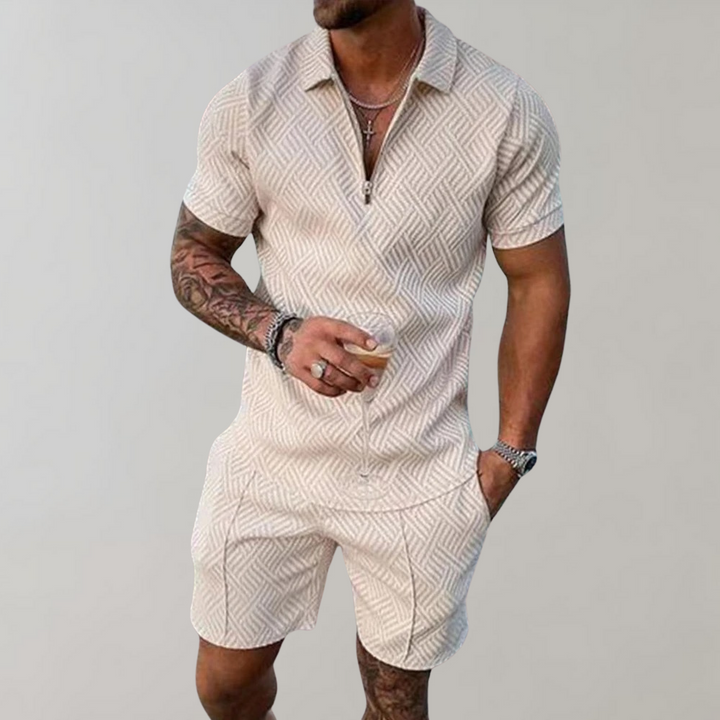 Timo - Trendy 2-Piece Set for Men-Beige-S-The Livary