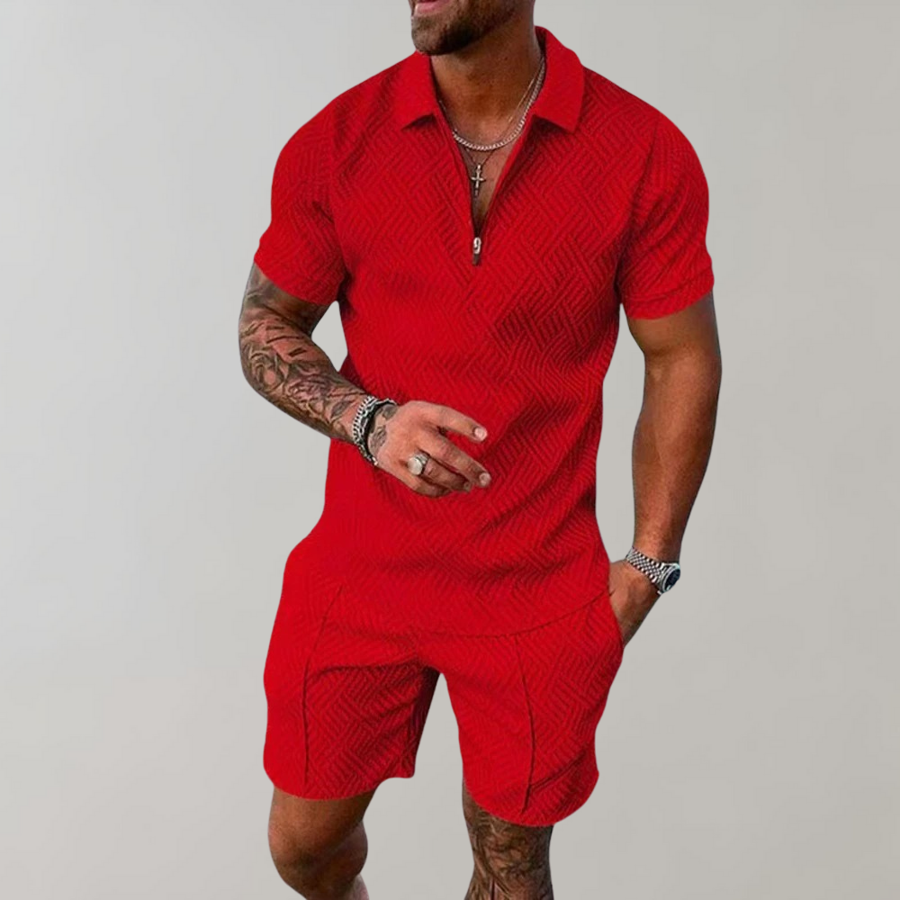 Timo - Trendy 2-Piece Set for Men-Red-S-The Livary