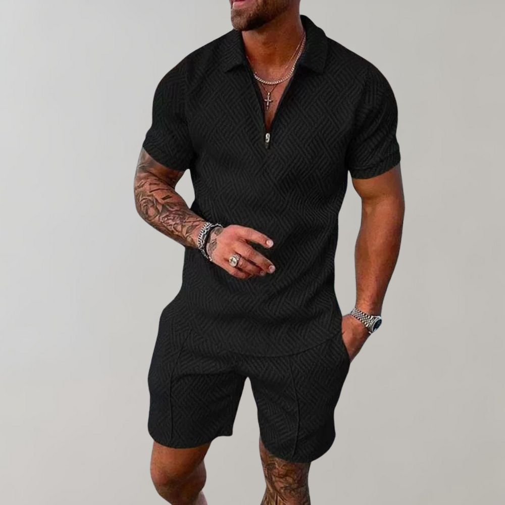 Timo - Trendy 2-Piece Set for Men-Black-S-The Livary