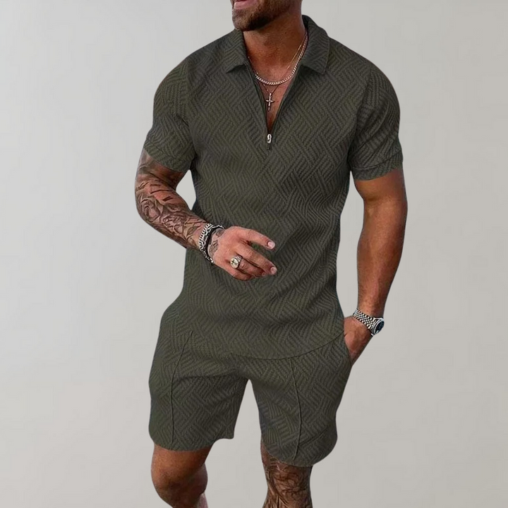 Timo - Trendy 2-Piece Set for Men-Green-S-The Livary