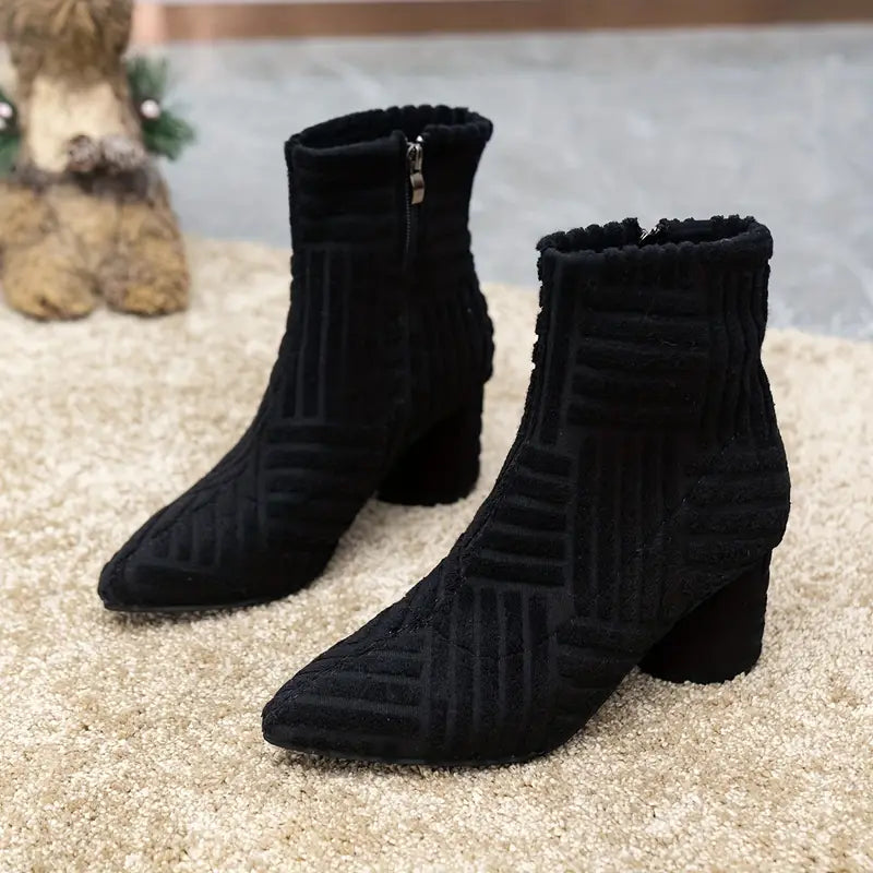 Smooth Ladies' Boots with Block Heel - Selene-Black-3.5-The Livary