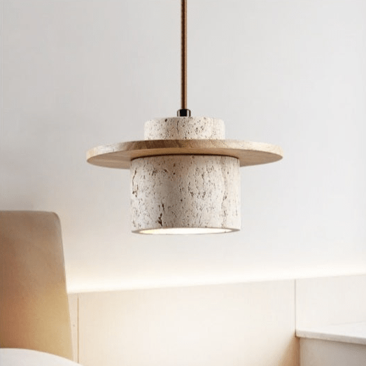 Travertine Pendant Lamp for Natural Luxury - StoneGlow-Walnut-The Livary