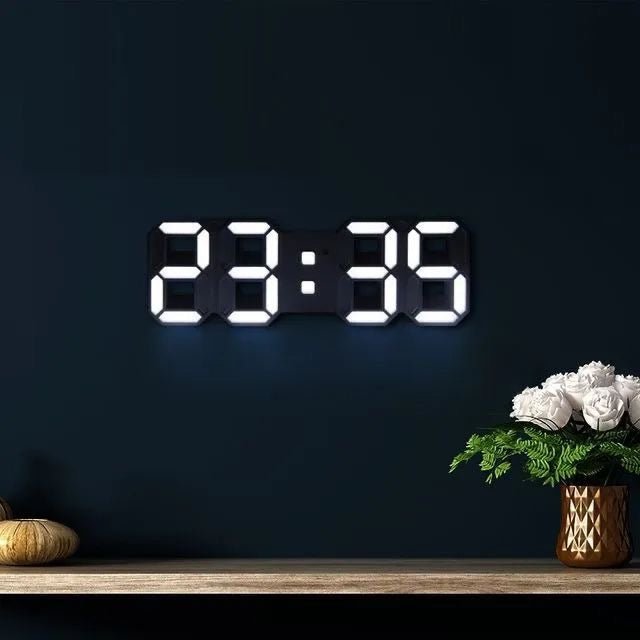 3D LED Wall Clock with Dimmable Lighting – Timora-Black-The Livary