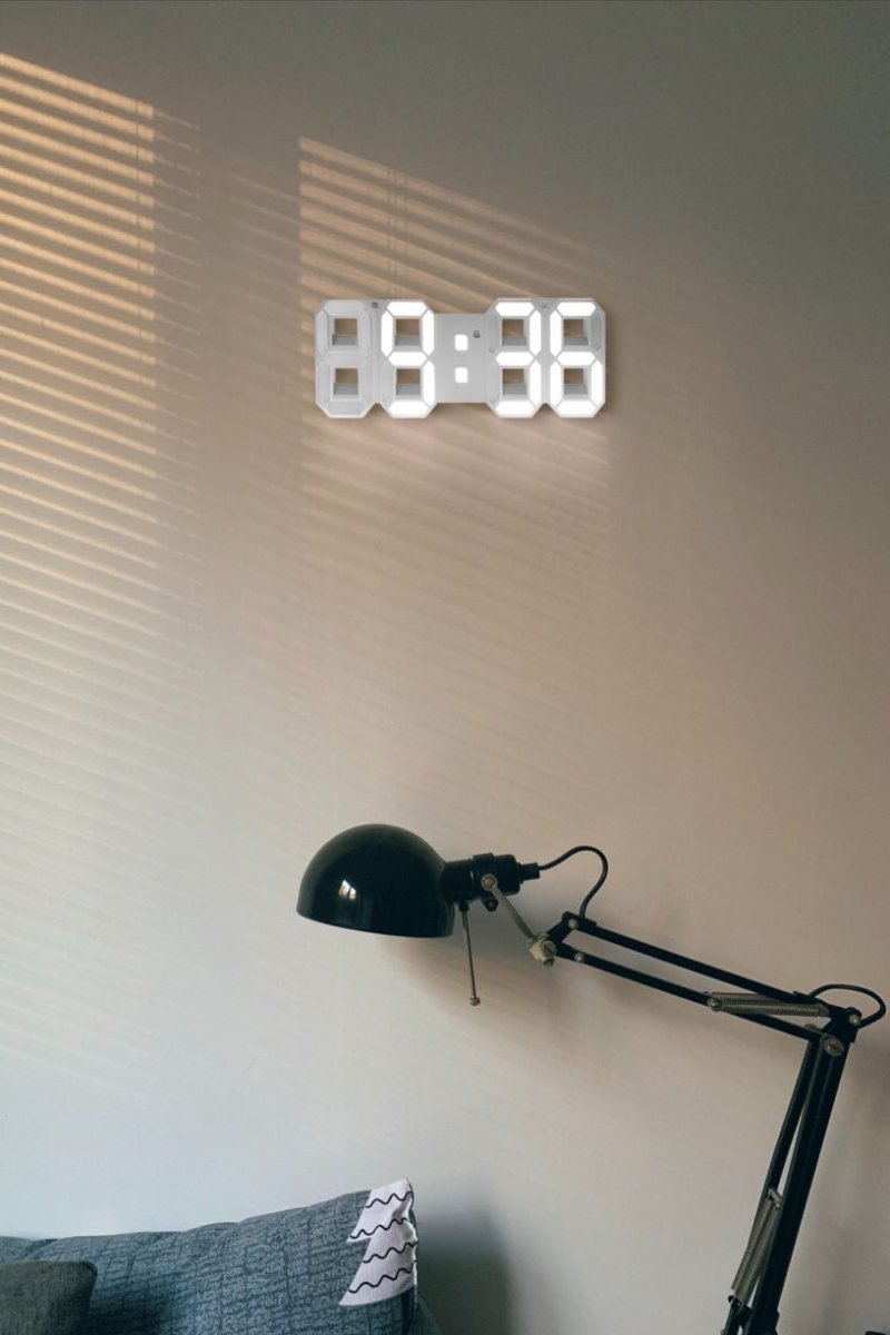 3D LED Wall Clock with Dimmable Lighting – Timora-White-The Livary