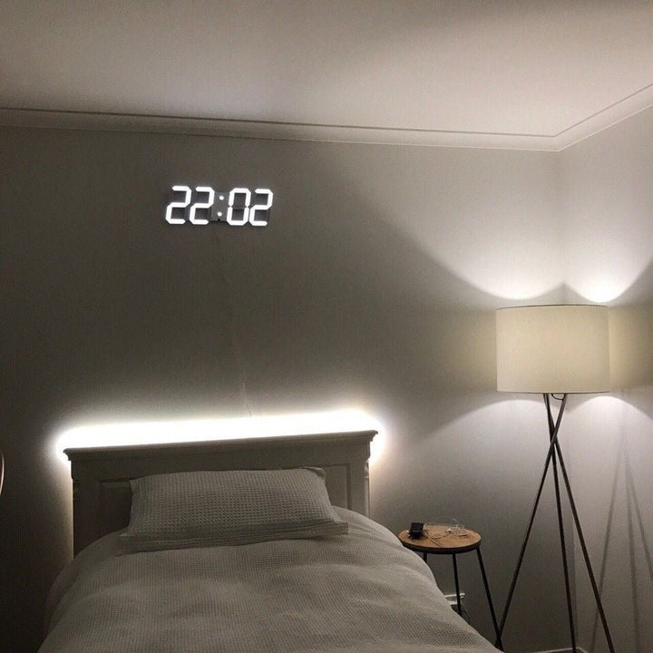 3D LED Wall Clock with Dimmable Lighting – Timora-White-The Livary
