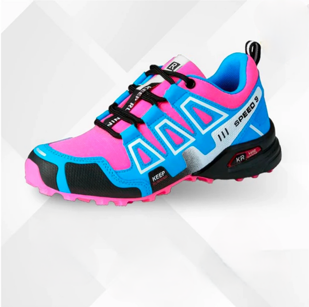 Orthopaedic trekking and hiking shoes - Alpena-Blue-Pink-2.5-The Livary