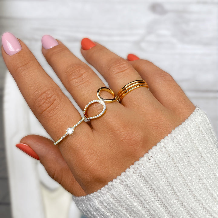 Stylish Ring with Sparkling Zirconia - Sienna-Gold-5-The Livary