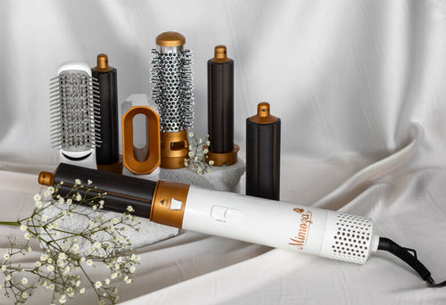7-in-1 Hair Dryer Brush & Airstyler – Lyra-Gold/white-No storage case - only basic set-The Livary