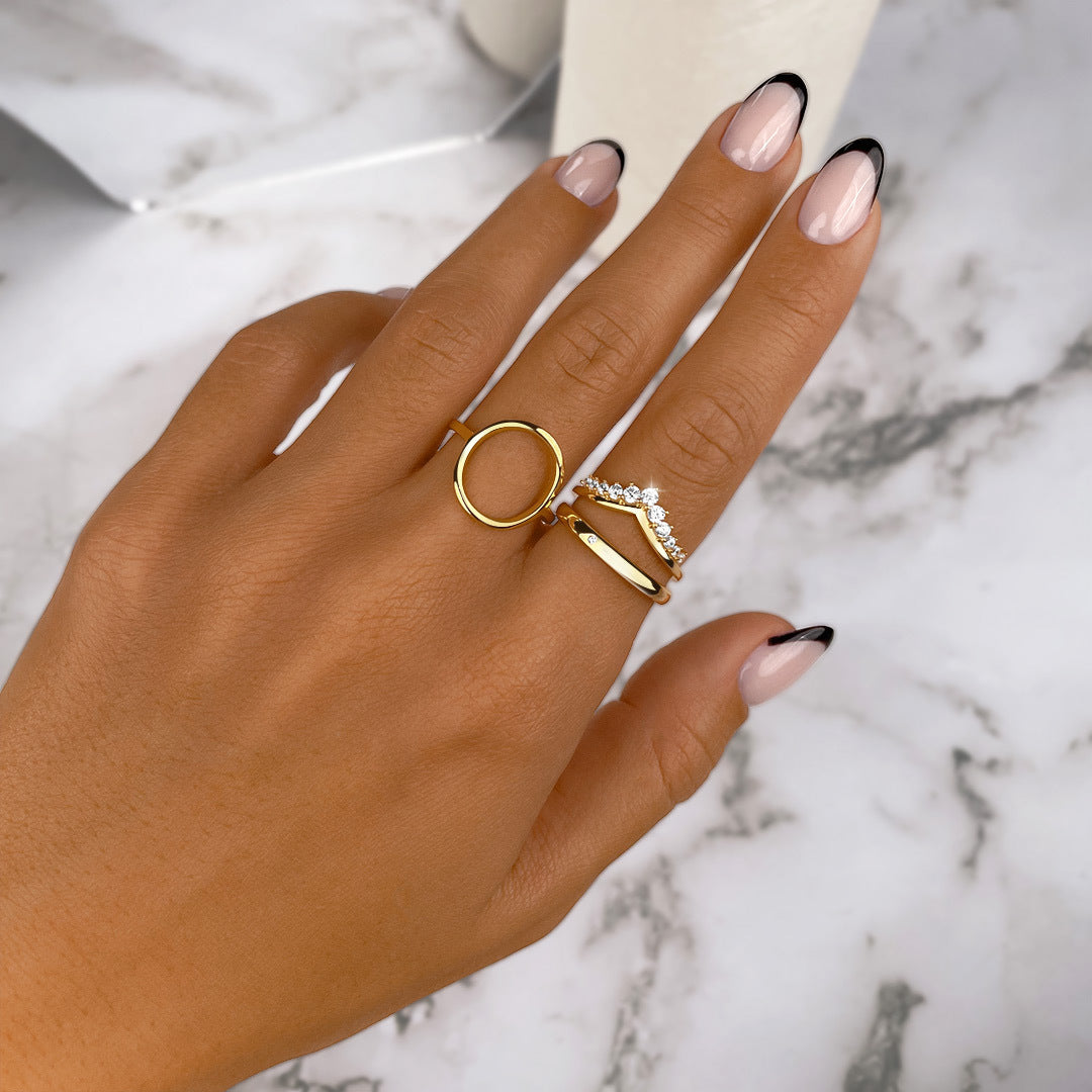 Zirconia Crown Ring - Allegra-5-Gold-The Livary