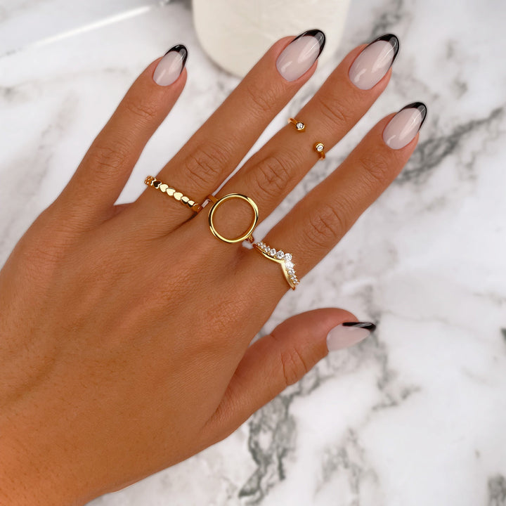 Zirconia Crown Ring - Allegra-5-Gold-The Livary