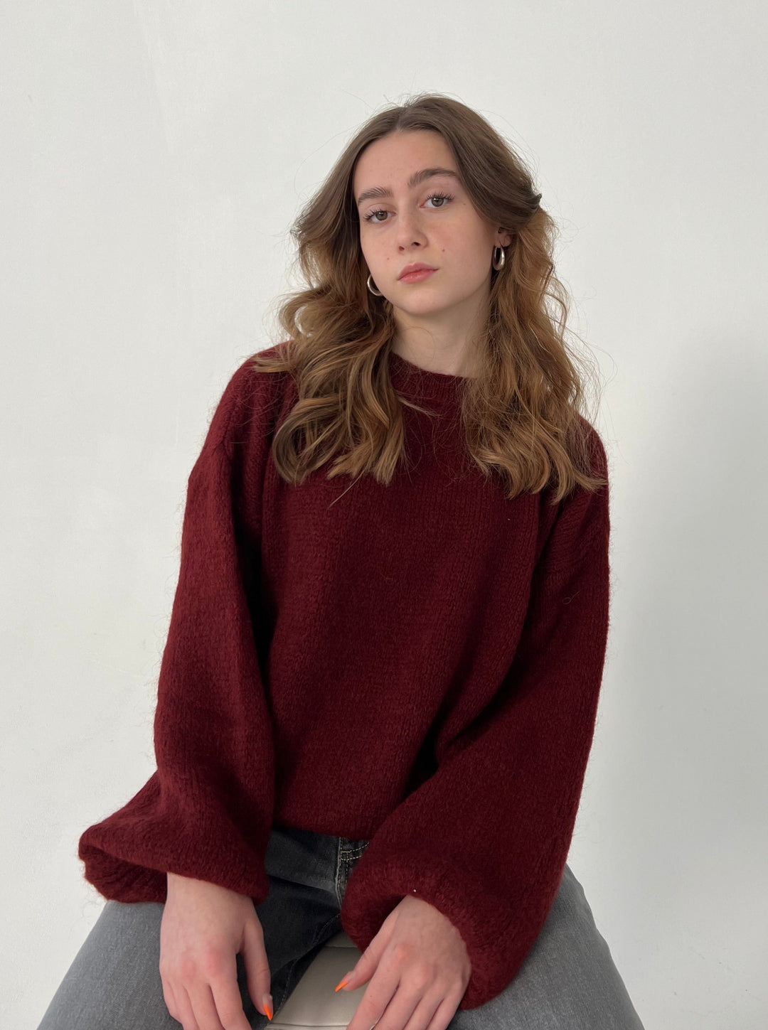 Soft Women's Sweater with Loose Fit - Aurena-Red-XS/S-The Livary