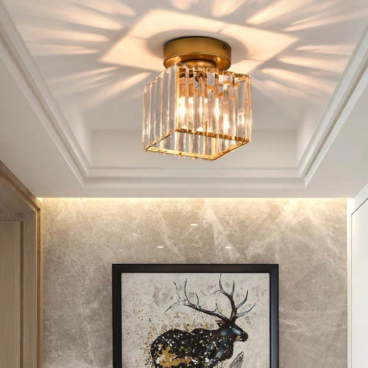 Modern Crystal Ceiling Light - CrystalGlow-Black-Square-The Livary
