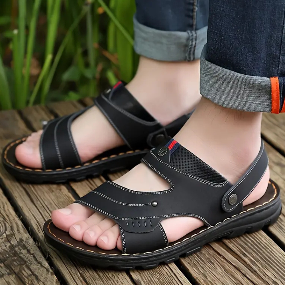 Casual Learning Sandals for Men - Leon-Black-6-The Livary