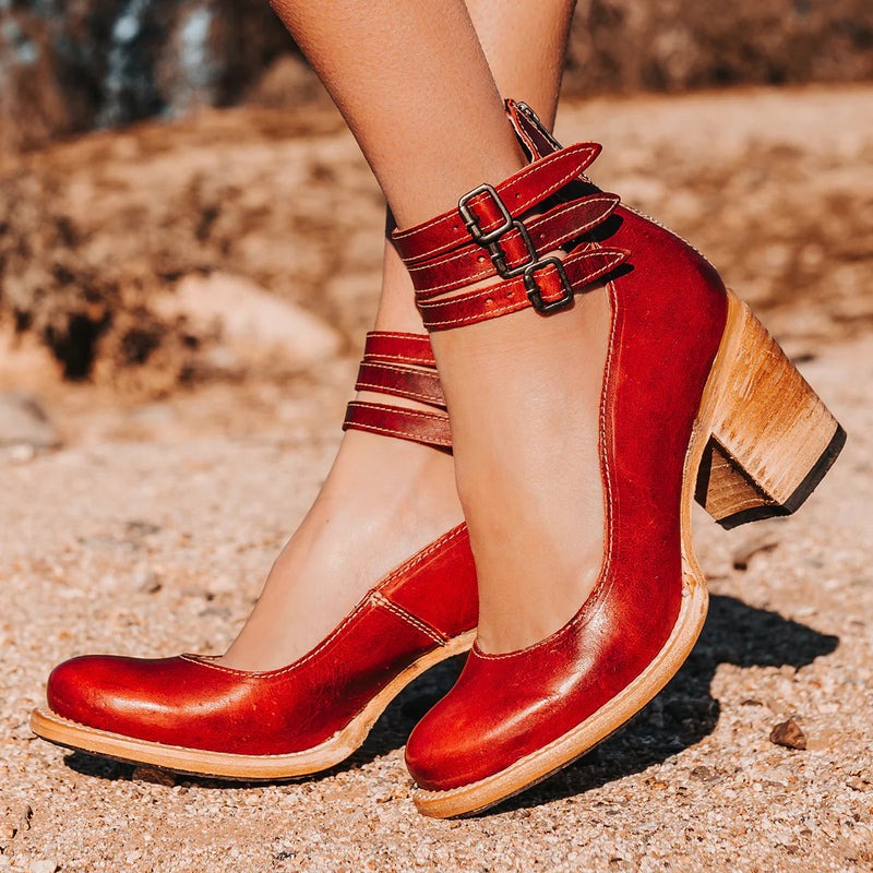 Comfortable & stylish women's leather shoes with non-slip sole – Amalia-Red-2.5-The Livary