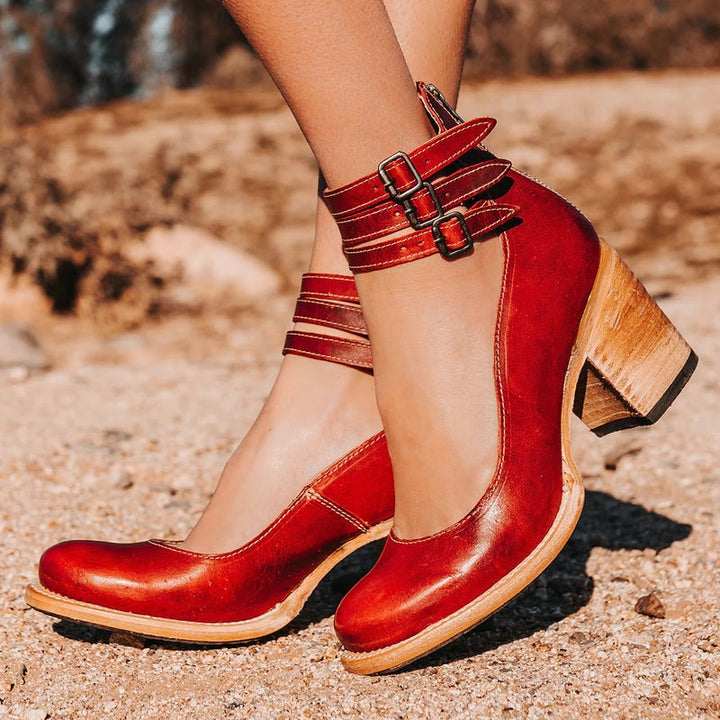 Comfortable & stylish women's leather shoes with non-slip sole – Amalia-Red-2.5-The Livary