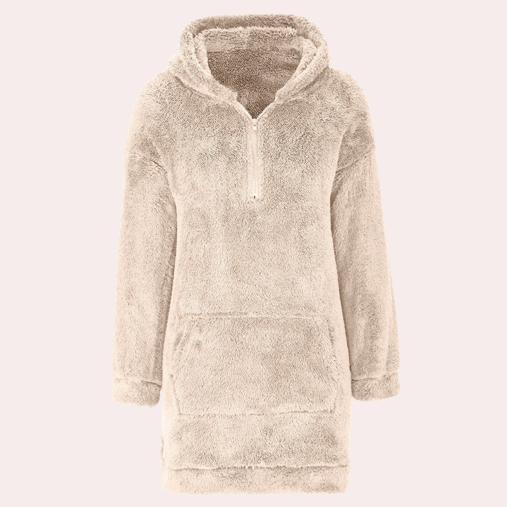 Soft Warm Winter Jumper with Zip for Women - Maëlle-Khaki-XS-The Livary