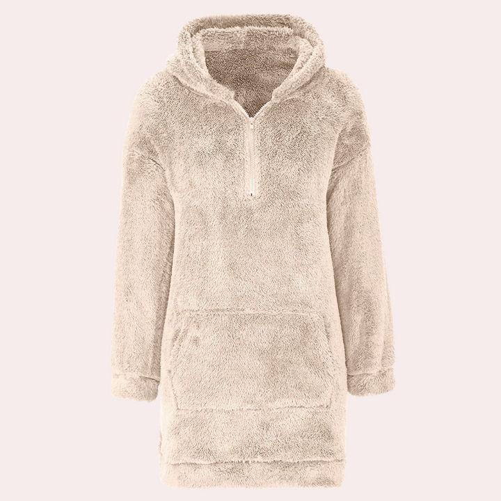 Soft Warm Winter Jumper with Zip for Women - Maëlle-Khaki-XS-The Livary