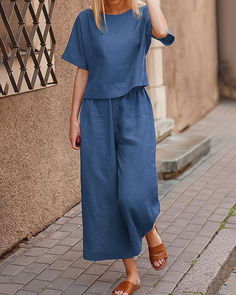 Two-Piece Ladies Lounge Set – Elise-Blue-S-The Livary