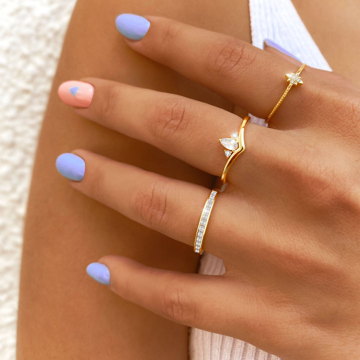 Stylish Zirconia Ring - Amelia-Silver-5-The Livary