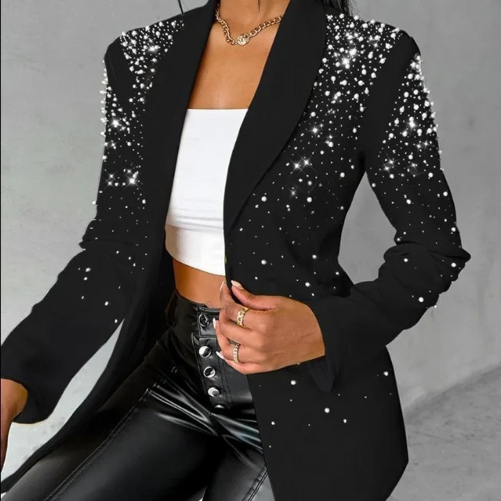 Slim Ladies Blazer with Pearl Details - Amara-Black-S-The Livary