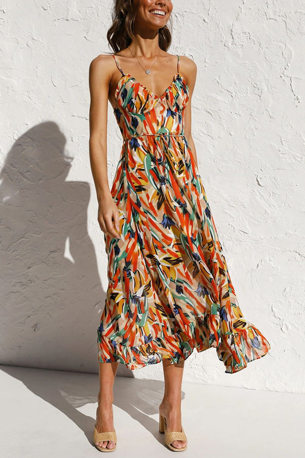 Airy maxi summer dress with a waist cut - Mira-Yellow-S-The Livary