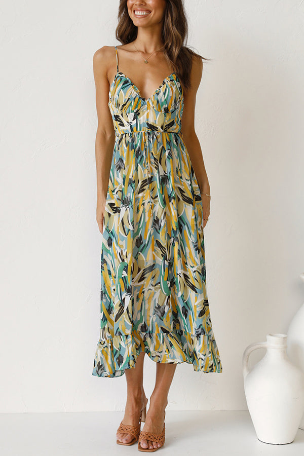 Airy maxi summer dress with a waist cut - Mira-Green-S-The Livary