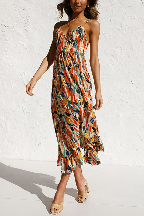 Airy maxi summer dress with a waist cut - Mira-Yellow-S-The Livary
