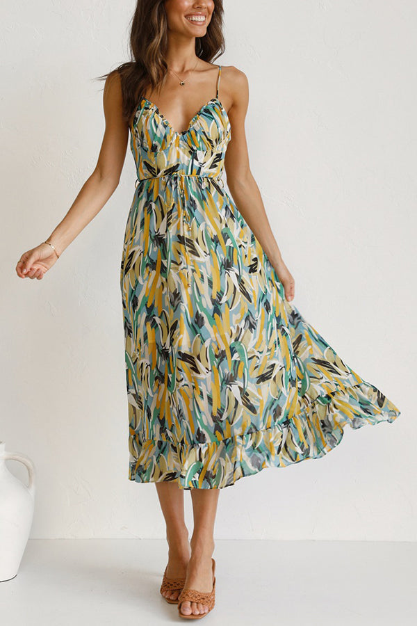 Airy maxi summer dress with a waist cut - Mira-Yellow-S-The Livary