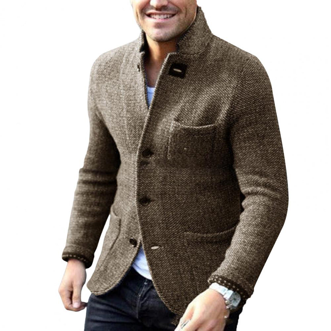 Knitted Men's Cardigan with Buttons - Sven-Khaki-S-The Livary