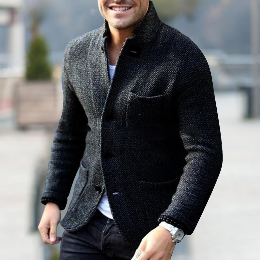 Knitted Men's Cardigan with Buttons - Sven-Black-S-The Livary