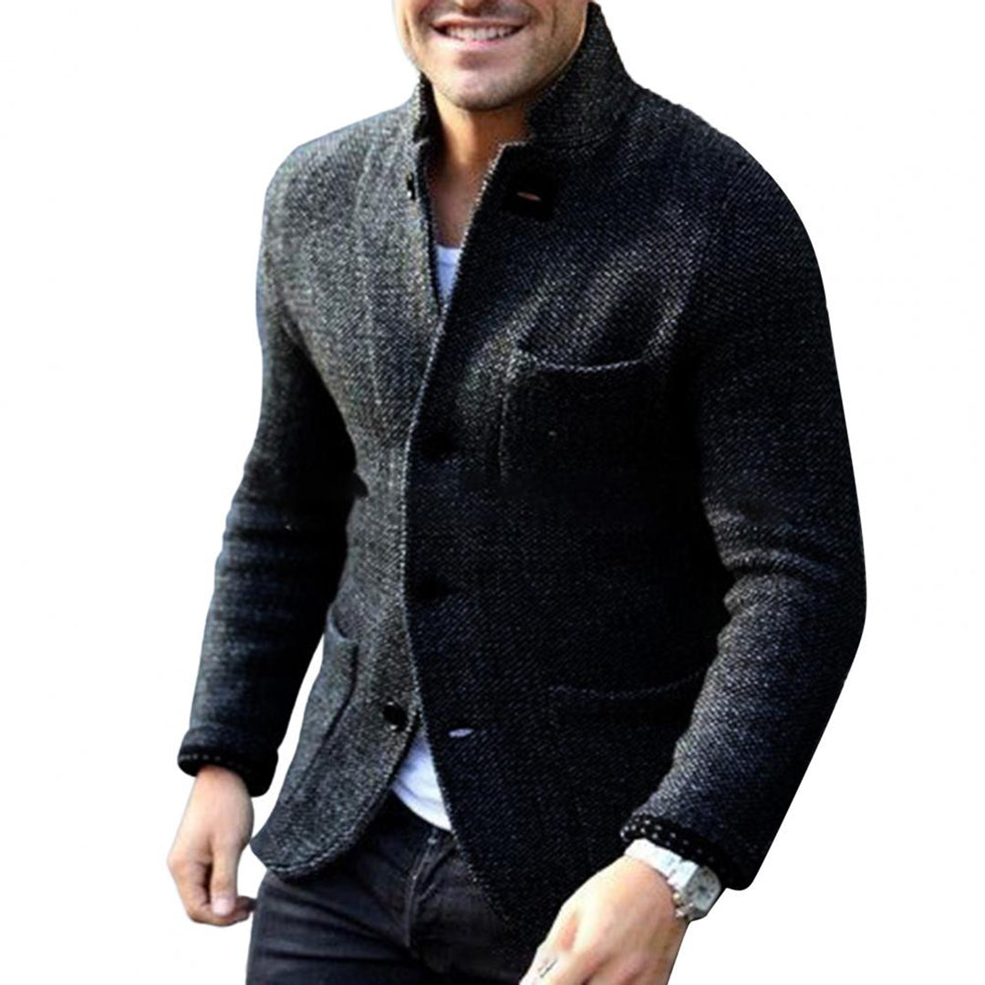 Knitted Men's Cardigan with Buttons - Sven-Black-S-The Livary