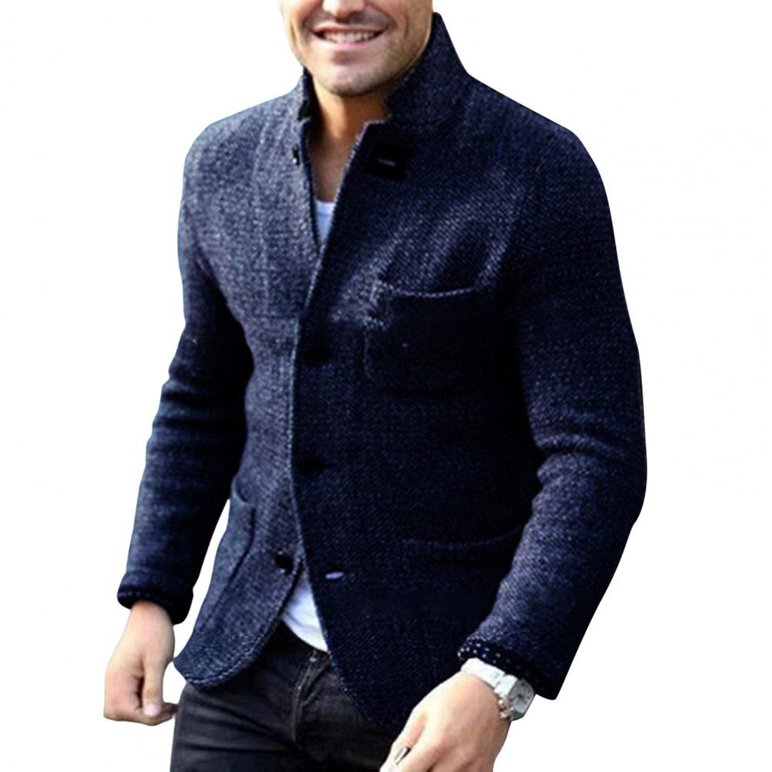 Knitted Men's Cardigan with Buttons - Sven-Dark blue-S-The Livary