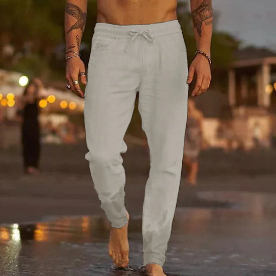 Casual Linen Trousers for Men – Luca-Light grey-S-The Livary