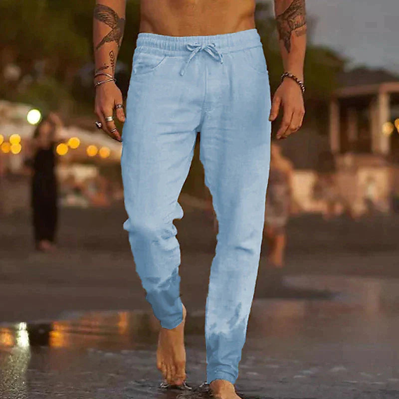 Casual Linen Trousers for Men – Luca-Light blue-S-The Livary