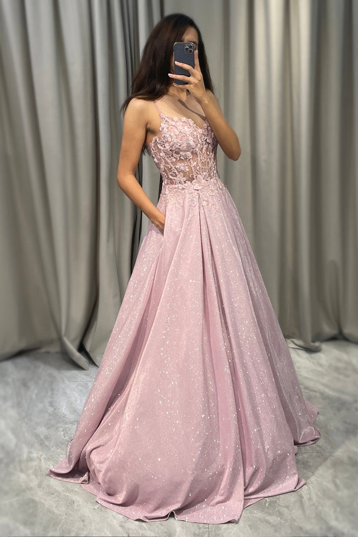Glistening Blush A-Line Ballgown - Clara-Blush Pink-EU32-The Livary