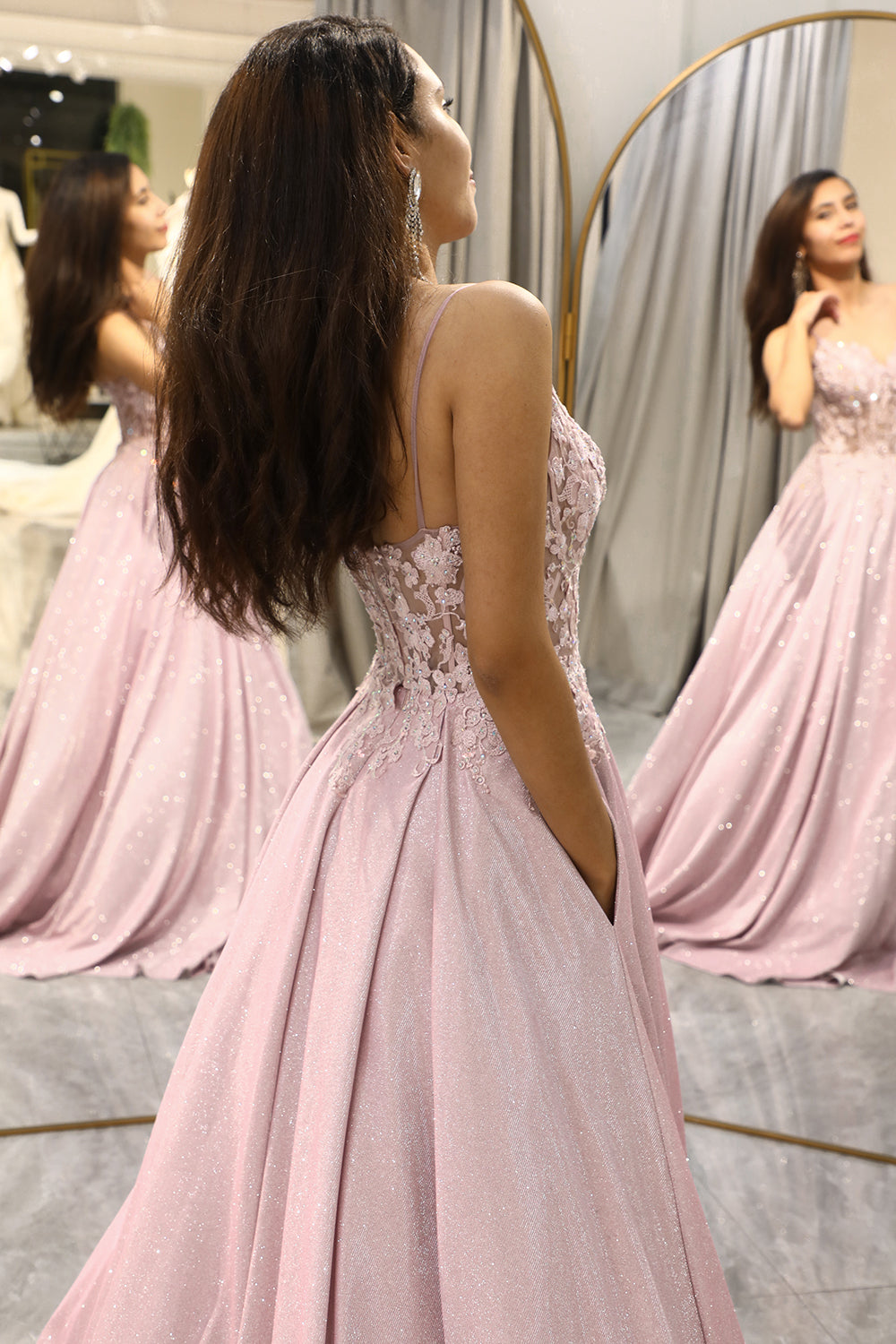 Glistening Blush A-Line Ballgown - Clara-Blush Pink-EU32-The Livary