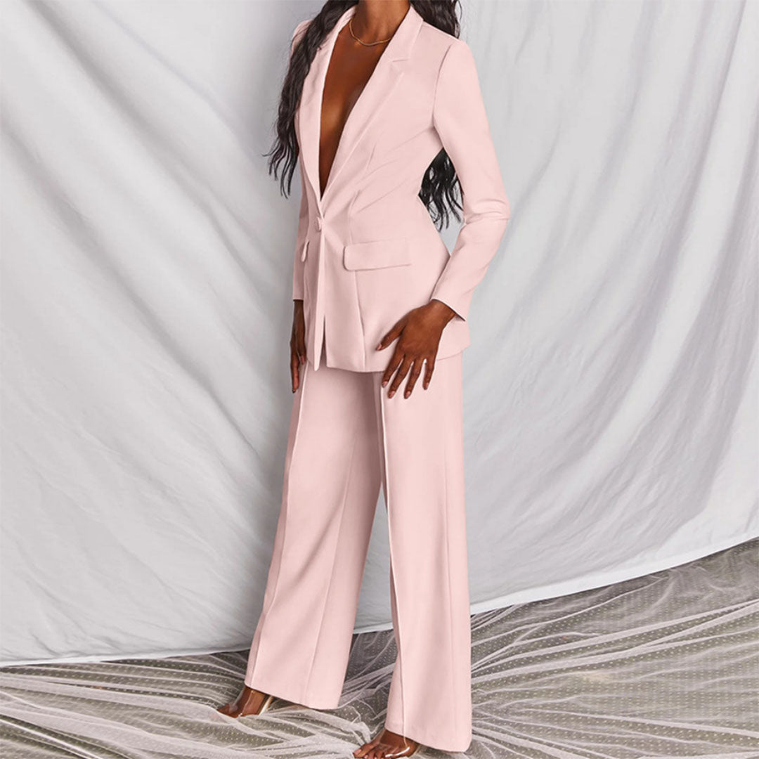 Moshine - 2-Piece Blazer and Trouser Set-Yellow-S-The Livary