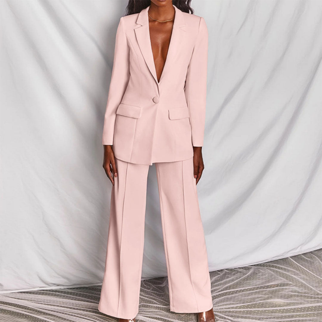 Moshine - 2-Piece Blazer and Trouser Set-Pink-S-The Livary