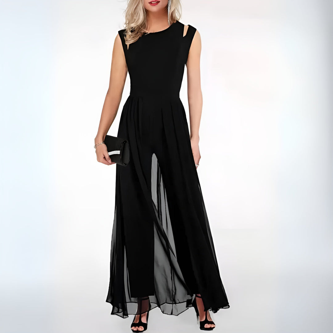 Elegant linen jumpsuit for ladies – Sofia-Black-S-The Livary