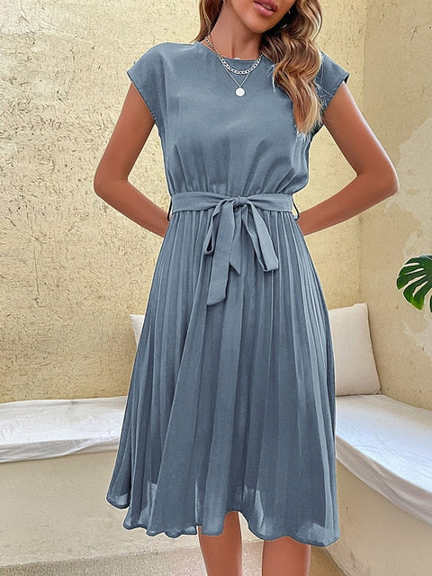 Summer dress with Short Sleeves – Amara-Light blue-S-The Livary