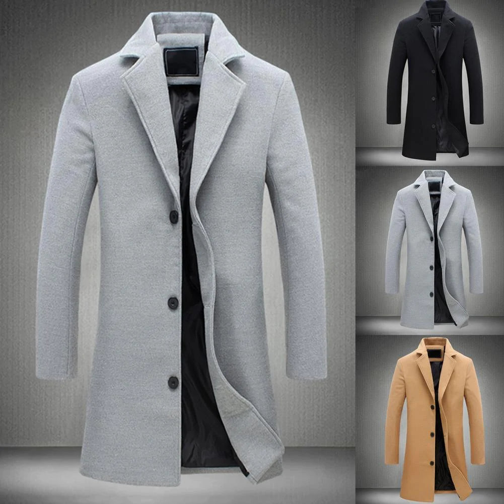 Long Winter Coat for Men - Noah-Beige-M-The Livary
