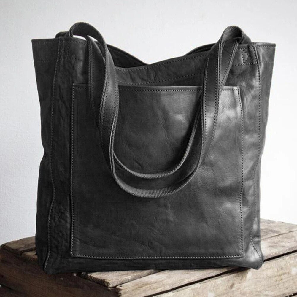 Stylish Leather Ladies Shoulder Bag - Elisa-Black-The Livary