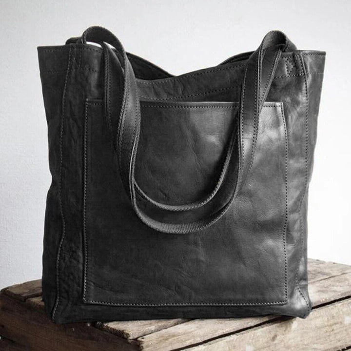 Stylish Leather Ladies Shoulder Bag - Elisa-Black-The Livary
