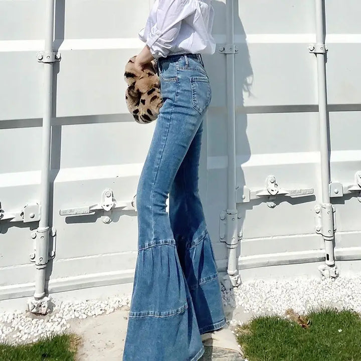High Waisted Flared Jeans - Mia-Blue-26-The Livary