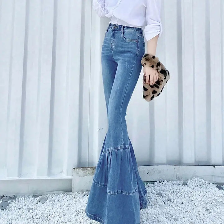 High Waisted Flared Jeans - Mia-Blue-26-The Livary