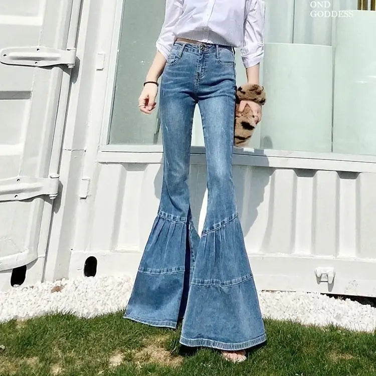 High Waisted Flared Jeans - Mia-Blue-26-The Livary